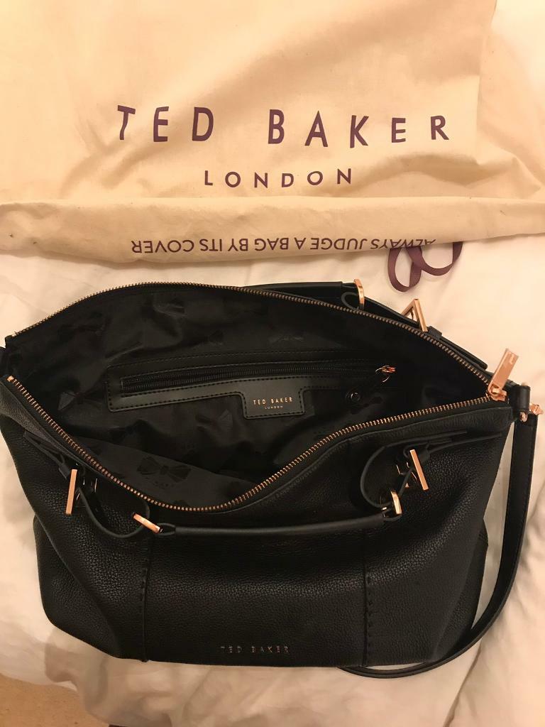 ted baker black bag with rose gold hardware